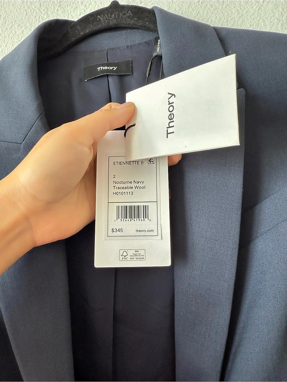 NWT Theory Etiennette Blazer Wool Blazer in Blue Size (2 )Small - Picture 10 of 11